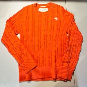 Abercrombie & Fitch cable knit men’s sweater in orange (size small, muscle cut)